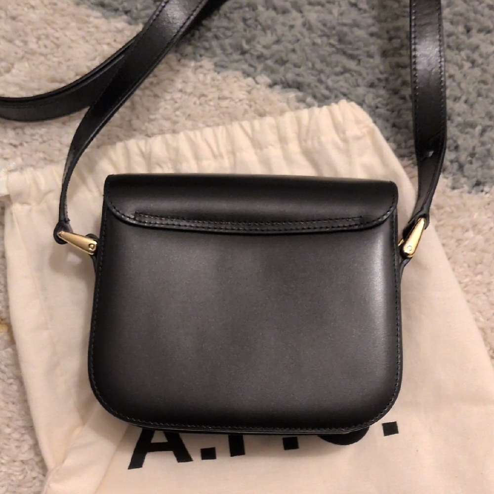 A.P.C. Grace Mini Black Leather Crossbody Bag with Gold-Tone Clasp - Picture 3 of 8